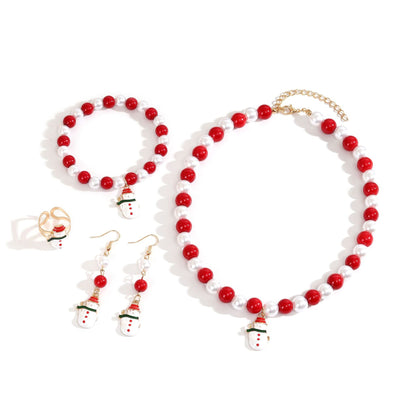 Handmade Christmas Jewelry Set | Cute Santa Necklace, Earrings, Bracelet & Ring Set for Women - STAR8S