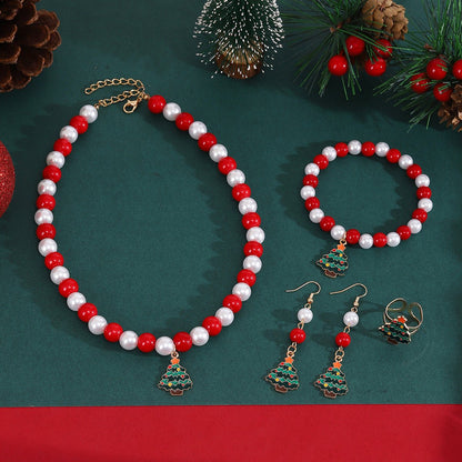 Handmade Christmas Jewelry Set | Cute Santa Necklace, Earrings, Bracelet & Ring Set for Women - STAR8S