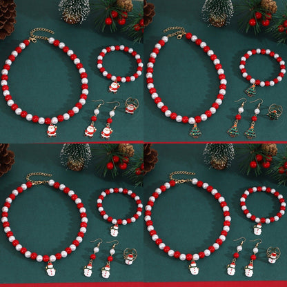 Handmade Christmas Jewelry Set | Cute Santa Necklace, Earrings, Bracelet & Ring Set for Women - STAR8S