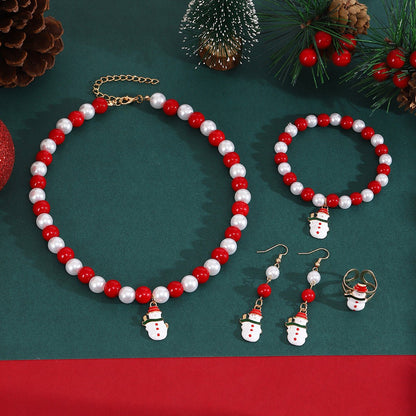 Handmade Christmas Jewelry Set | Cute Santa Necklace, Earrings, Bracelet & Ring Set for Women - STAR8S