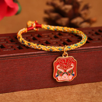 Handmade Colorful Rope Tiger Enamel Bracelet | Lucky Red String Bracelet for Good Fortune | Year of the Tiger Charm - STAR8S