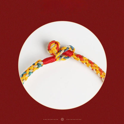 Handmade Colorful Rope Tiger Enamel Bracelet | Lucky Red String Bracelet for Good Fortune | Year of the Tiger Charm - STAR8S