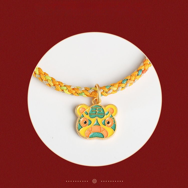 handmade colorful rope tiger enamel bracelet | lucky red string bracelet for good fortune | year of the tiger charm - star8s