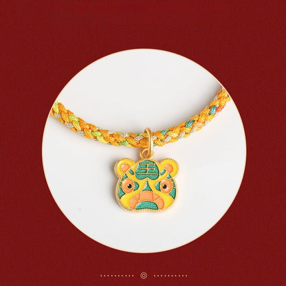 Handmade Colorful Rope Tiger Enamel Bracelet | Lucky Red String Bracelet for Good Fortune | Year of the Tiger Charm - STAR8S