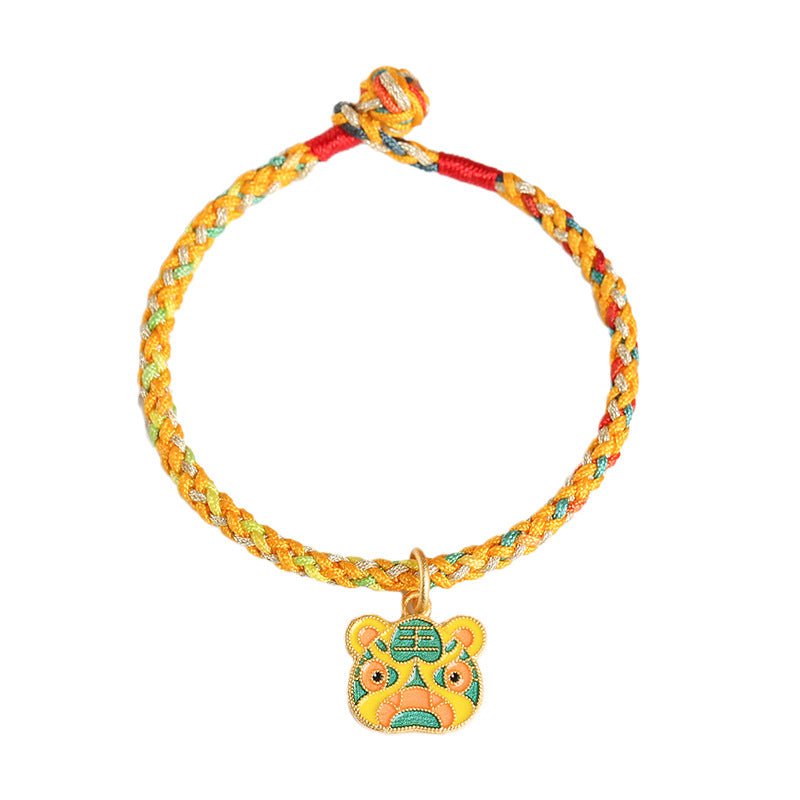 Handmade Colorful Rope Tiger Enamel Bracelet | Lucky Red String Bracelet for Good Fortune | Year of the Tiger Charm - STAR8S