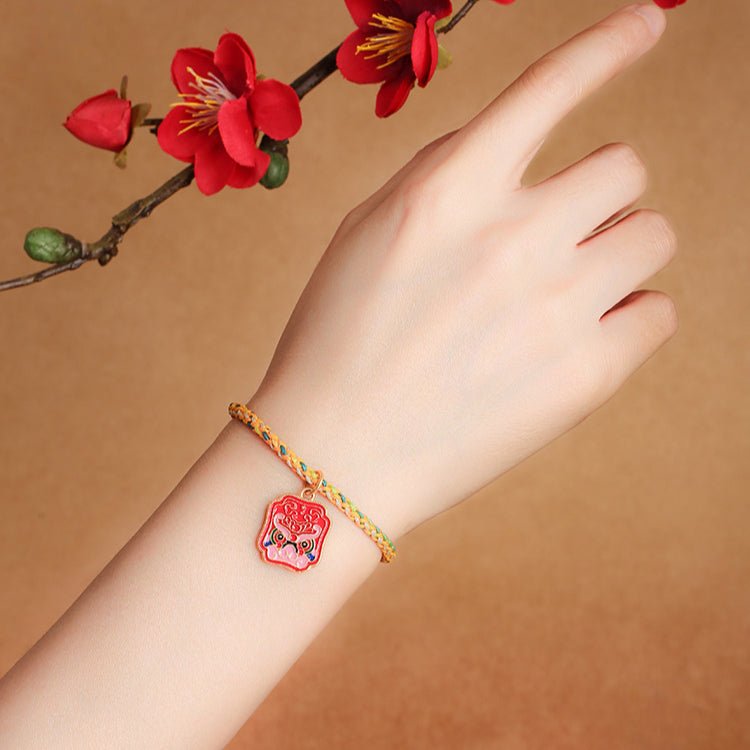 handmade colorful rope tiger enamel bracelet | lucky red string bracelet for good fortune | year of the tiger charm - star8s