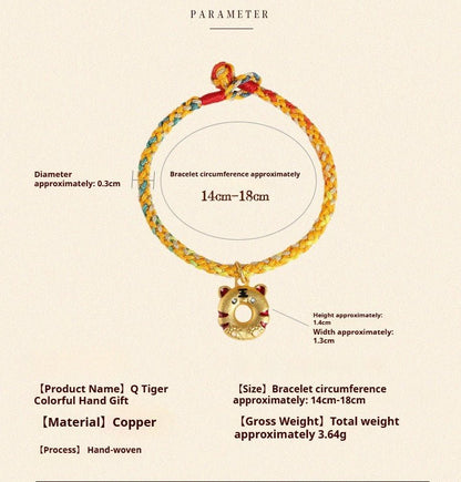 Handmade Colorful Rope Tiger Enamel Bracelet | Lucky Red String Bracelet for Good Fortune | Year of the Tiger Charm - STAR8S
