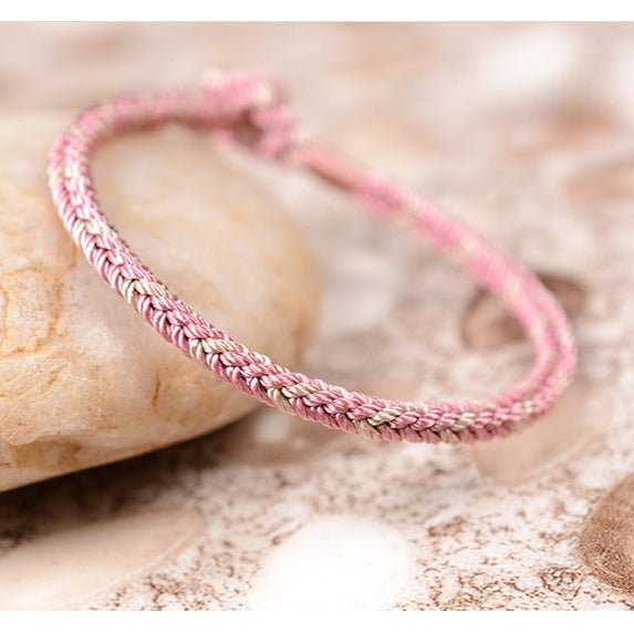 handmade dual - color braid red string bracelet – adjustable, women's handmade jewelry - star8s