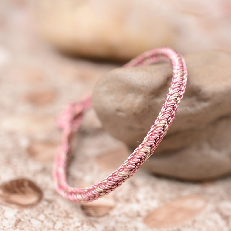 handmade dual - color braid red string bracelet – adjustable, women's handmade jewelry - star8s