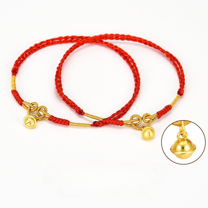 Handmade Gold Bell Anklet – Adjustable Red String Foot Chain for Women | Good Luck & Fortune Charm - STAR8S