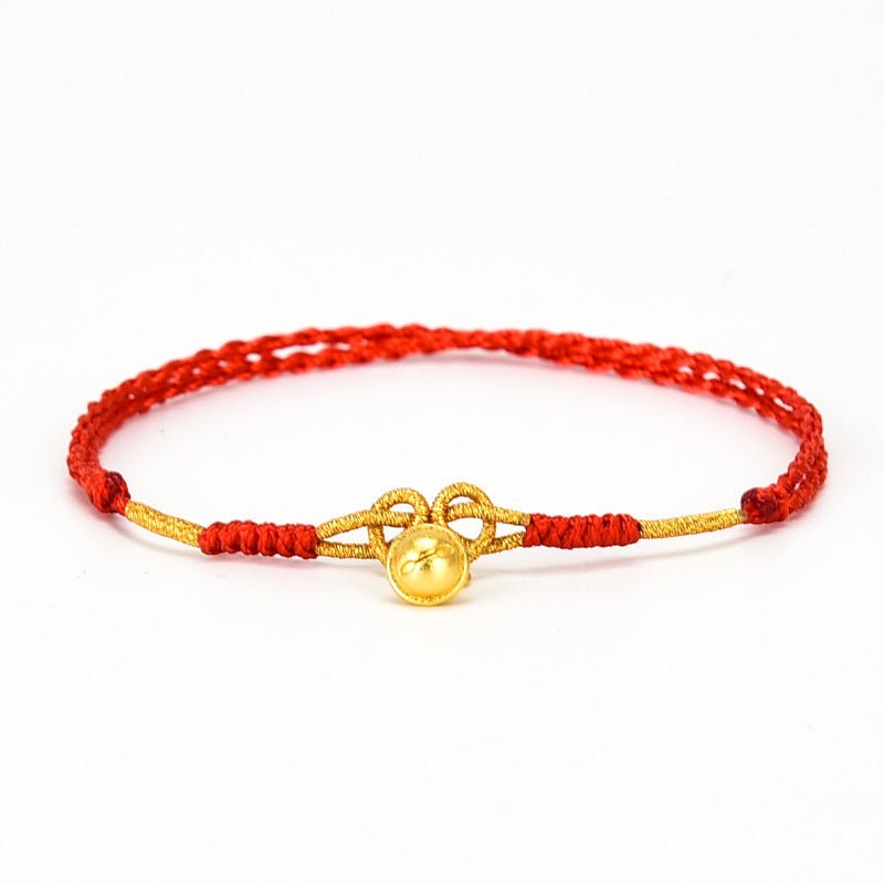 handmade gold bell anklet – adjustable red string foot chain for women | good luck & fortune charm - star8s