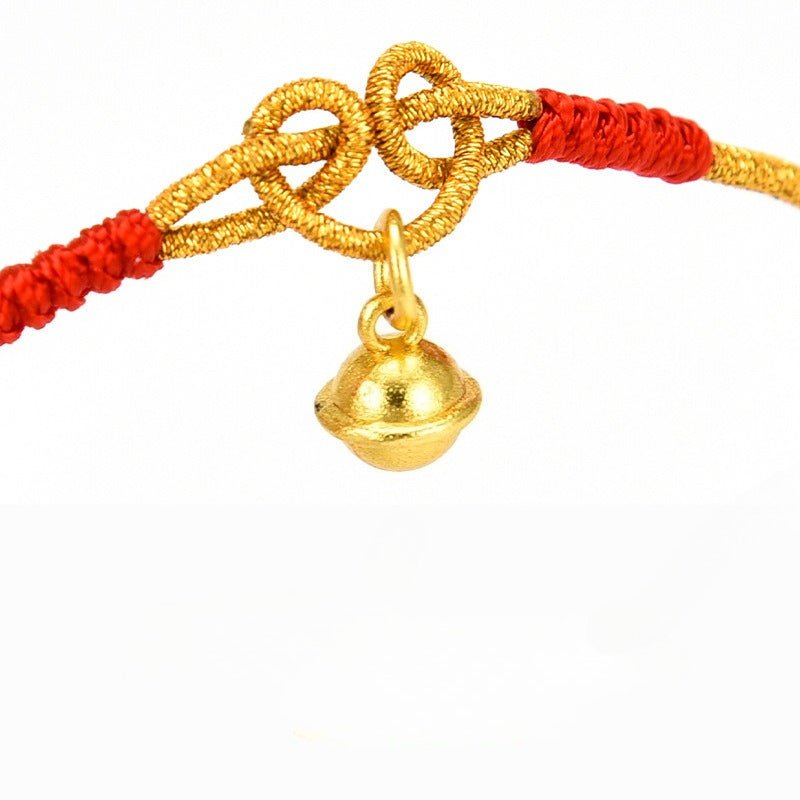 Handmade Gold Bell Anklet – Adjustable Red String Foot Chain for Women | Good Luck & Fortune Charm - STAR8S