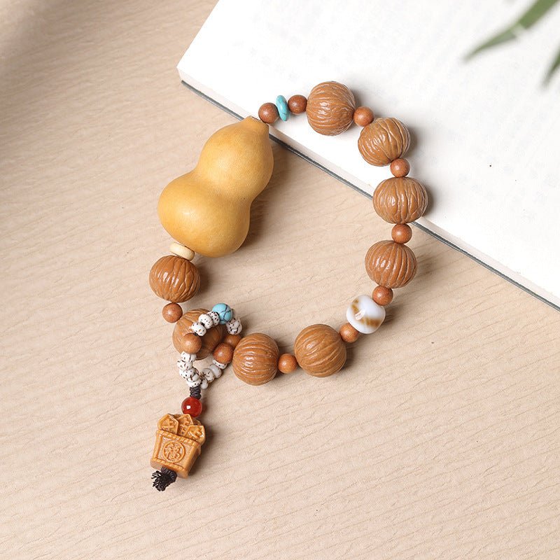 Handmade Gourd Bracelet for Men & Women - Adjustable Wooden Beads Ethnic Style, Prosperity & Fortune - STAR8S