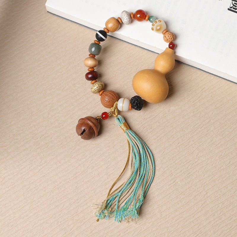 handmade gourd bracelet for men & women - adjustable wooden beads ethnic style, prosperity & fortune - star8s
