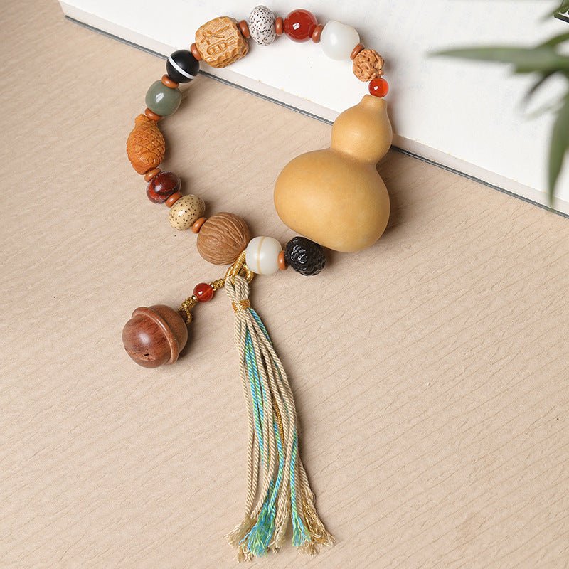 Handmade Gourd Bracelet for Men & Women - Adjustable Wooden Beads Ethnic Style, Prosperity & Fortune - STAR8S