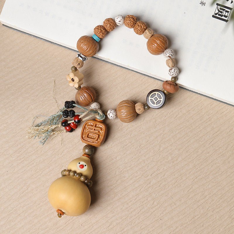 handmade gourd bracelet for men & women - adjustable wooden beads ethnic style, prosperity & fortune - star8s