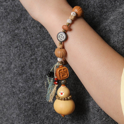 Handmade Gourd Bracelet for Men & Women - Adjustable Wooden Beads Ethnic Style, Prosperity & Fortune - STAR8S