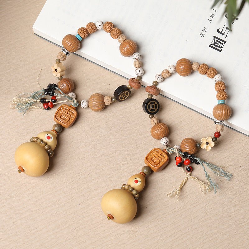 handmade gourd bracelet for men & women - adjustable wooden beads ethnic style, prosperity & fortune - star8s