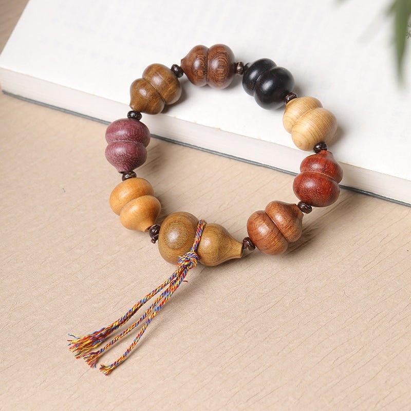 Handmade Gourd Bracelet for Men & Women - Adjustable Wooden Beads Ethnic Style, Prosperity & Fortune - STAR8S
