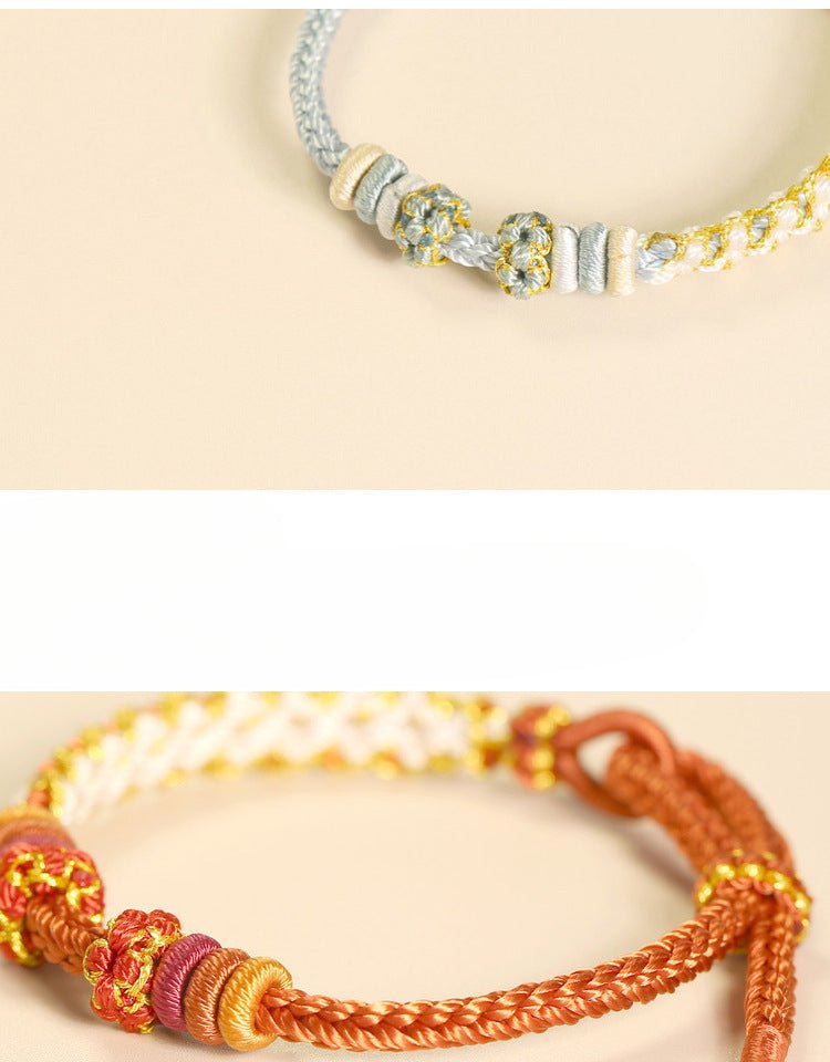 Handmade Lily of the Valley & Peach Blossom Red String Bracelet – Cute, Adjustable Couples | STAR8S - STAR8S