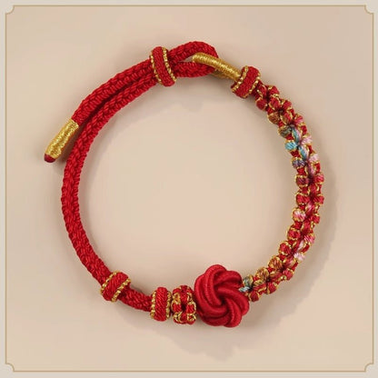 Handmade Mandala Peach Blossom Knot Red String Bracelet - Adjustable Jewelry for Women & Couples - STAR8S