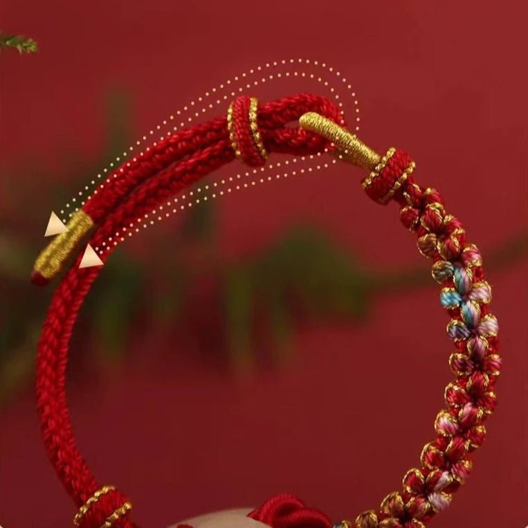 handmade mandala peach blossom knot red string bracelet - adjustable jewelry for women & couples - star8s