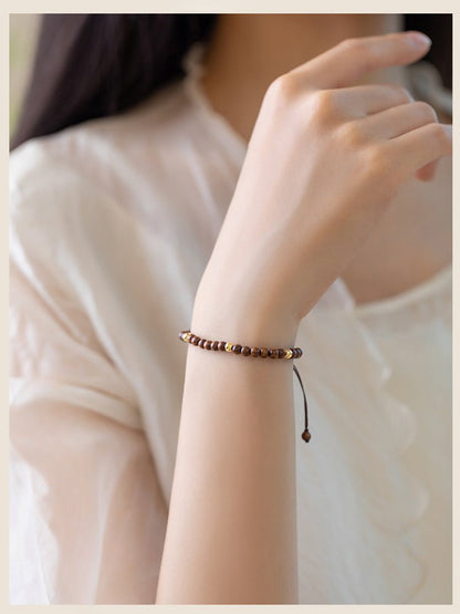 Handmade Natural Sandalwood Beaded Bracelet with 14K Gold Plated - Zodiac Protection & Blessings - STAR8S