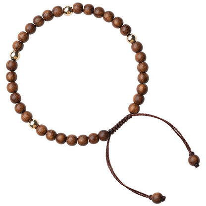 Handmade Natural Sandalwood Beaded Bracelet with 14K Gold Plated - Zodiac Protection & Blessings - STAR8S