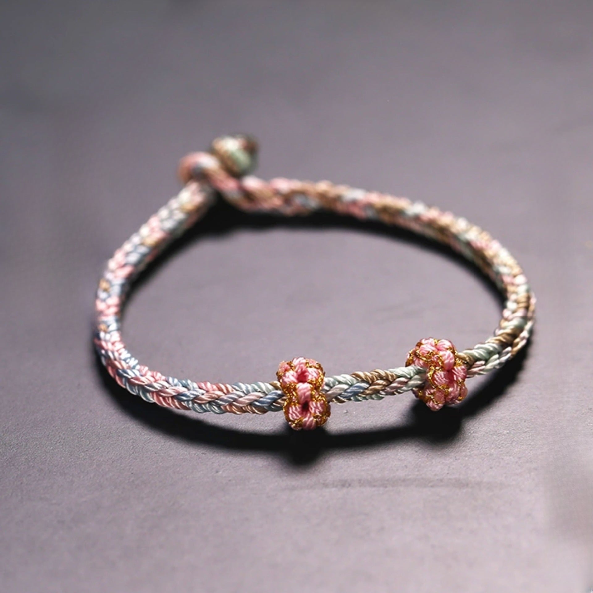 Handmade Peach Blossom Red String Bracelet - Eight - strand Braided Four - faced Buddha | STAR8S - STAR8S
