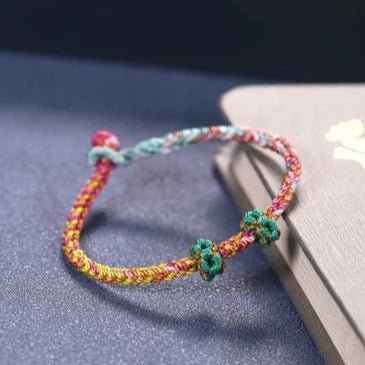 Handmade Peach Blossom Red String Bracelet - Eight - strand Braided Four - faced Buddha | STAR8S - STAR8S
