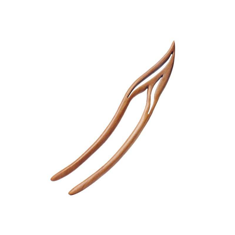 Handmade Peach Wood Double Prong Hairpin for Vintage & Modern Bun, Token of Love - STAR8S