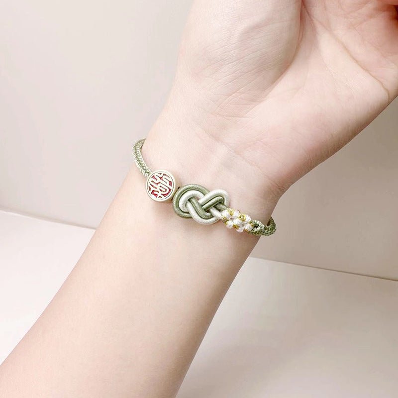 Handmade Pipa Knot Chinese Knot Peach Blossom Red String Bracelet | STAR8S
