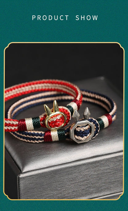 Handmade Red Rabbit Year S925 Silver Lucky Rabbit Friendship Bracelet – Adjustable, Couple Gift, Red & Navy - STAR8S