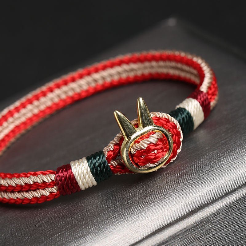 Handmade Red Rabbit Year S925 Silver Lucky Rabbit Friendship Bracelet – Adjustable, Couple Gift, Red & Navy - STAR8S
