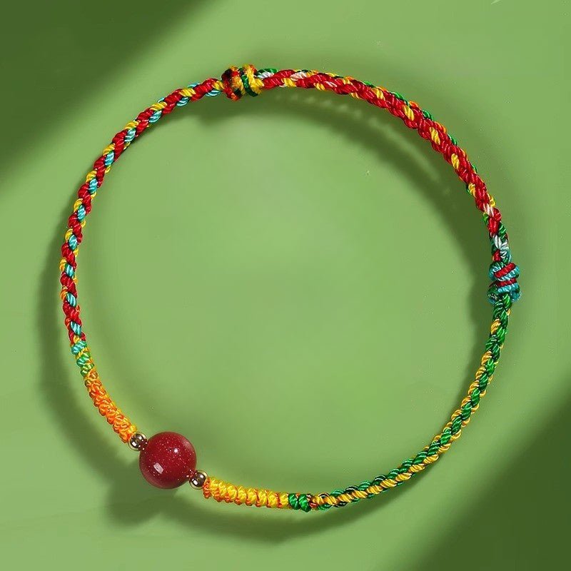 Handmade Red String Bracelet – Adjustable Five - Color Luck Bracelet with Red Sand Bead for Children and Adults - STAR8S