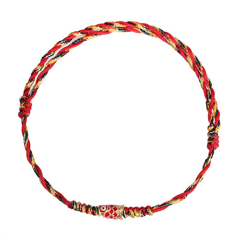 Handmade Red String Bracelet - Five - Color Luck Koi Bracelet for Women, Adjustable, Perfect for Dragon Boat Festival - STAR8S