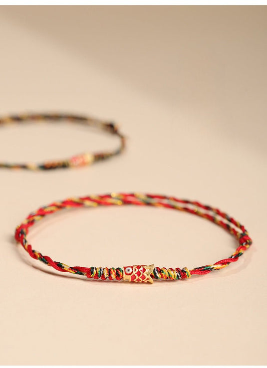 Handmade Red String Bracelet - Five - Color Luck Koi Bracelet for Women, Adjustable, Perfect for Dragon Boat Festival - STAR8S