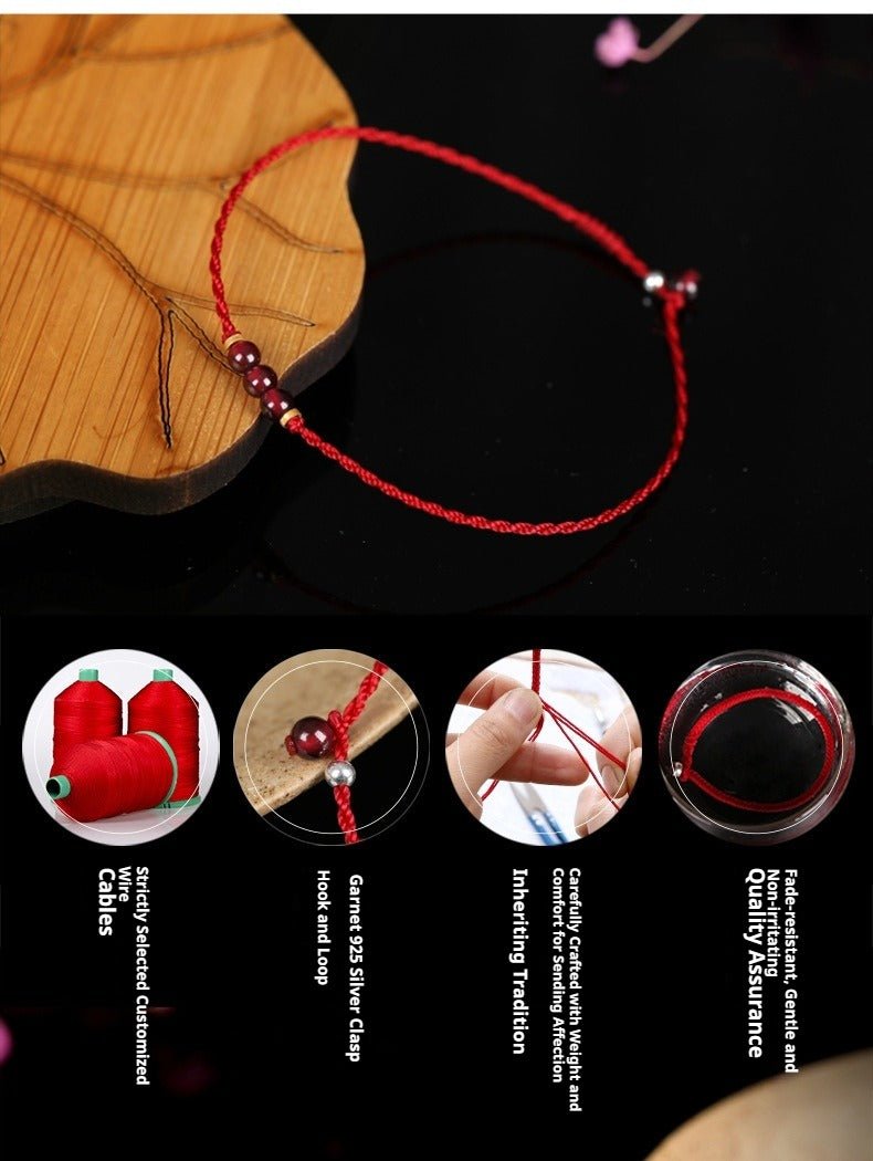 Handmade Red String Bracelet for Women with 14K Gold Beads - Simple, Chic, and Versatile - STAR8S