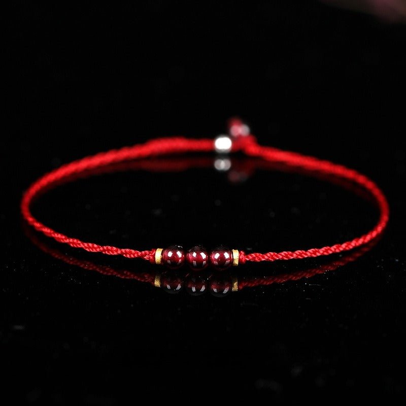 handmade red string bracelet for women with 14k gold beads - simple, chic, and versatile - star8s