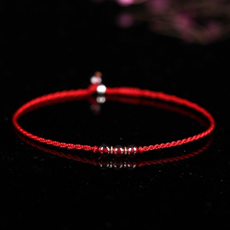 handmade red string bracelet for women with 14k gold beads - simple, chic, and versatile - star8s