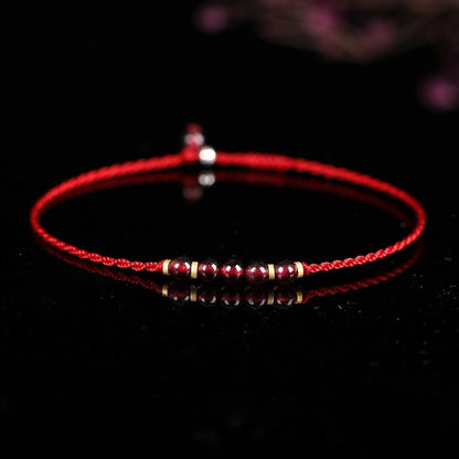 Handmade Red String Bracelet for Women with 14K Gold Beads - Simple, Chic, and Versatile - STAR8S