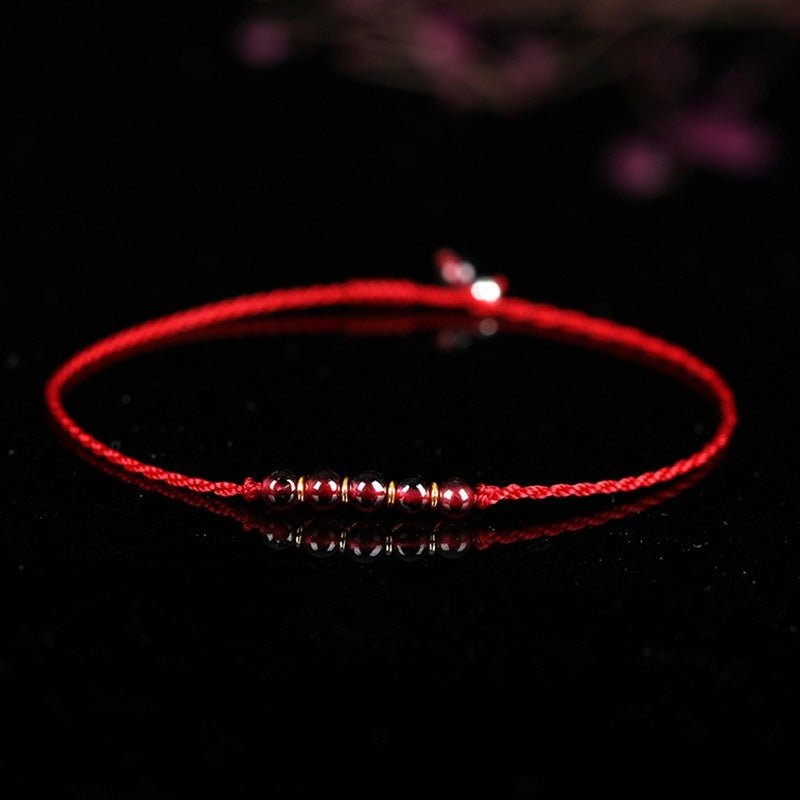 handmade red string bracelet for women with 14k gold beads - simple, chic, and versatile - star8s
