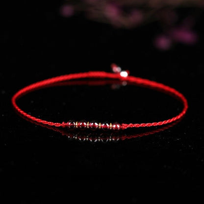 Handmade Red String Bracelet for Women with 14K Gold Beads - Simple, Chic, and Versatile - STAR8S