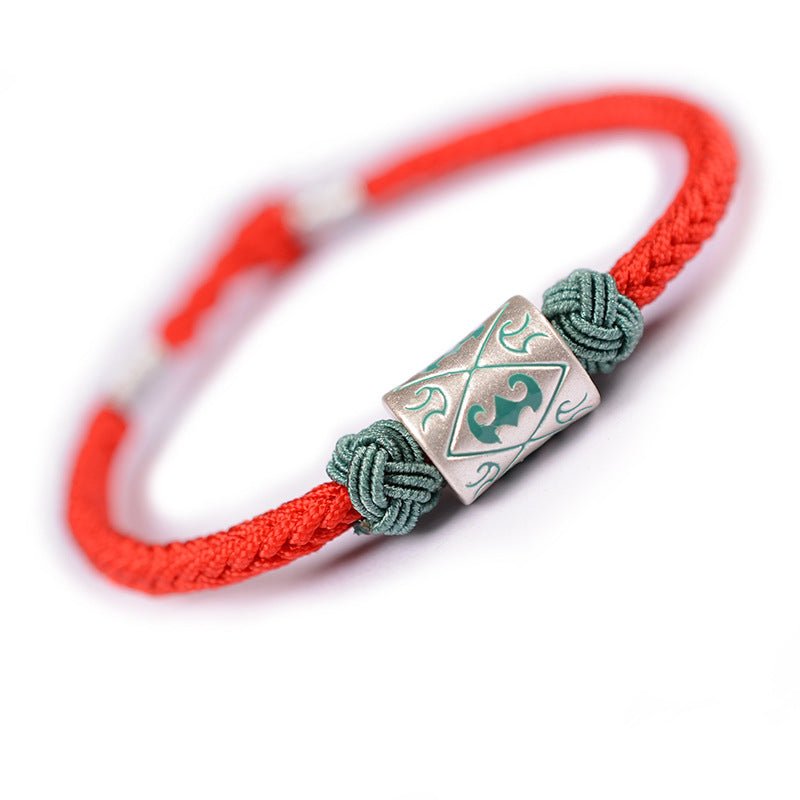 Handmade Red String Bracelet with 999 Sterling Silver Charm - Adjustable Couples Jewelry - STAR8S