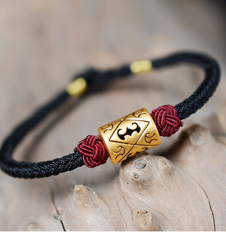 handmade red string bracelet with 999 sterling silver charm - adjustable couples jewelry - star8s