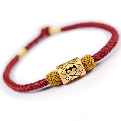Handmade Red String Bracelet with 999 Sterling Silver Charm - Adjustable Couples Jewelry - STAR8S