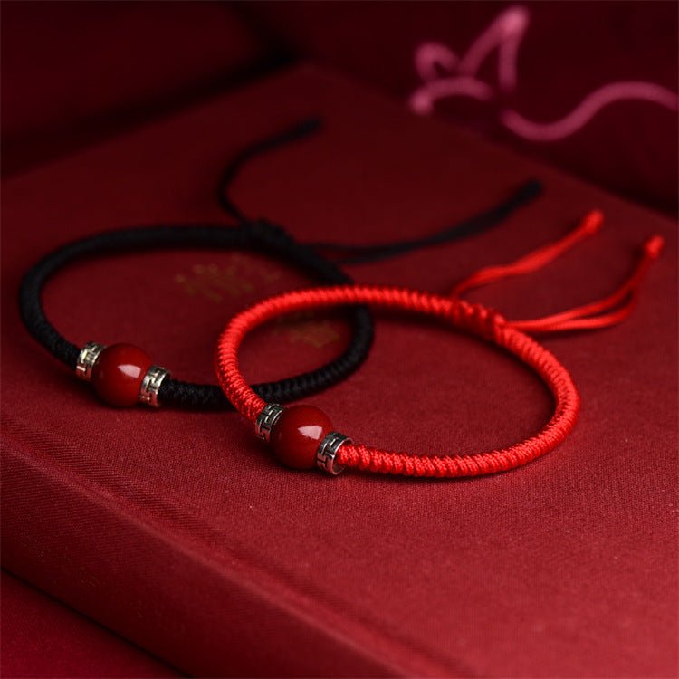 Handmade Red String Bracelet with Tibetan Silver & Red Coral Beads for Men & Women - STAR8S