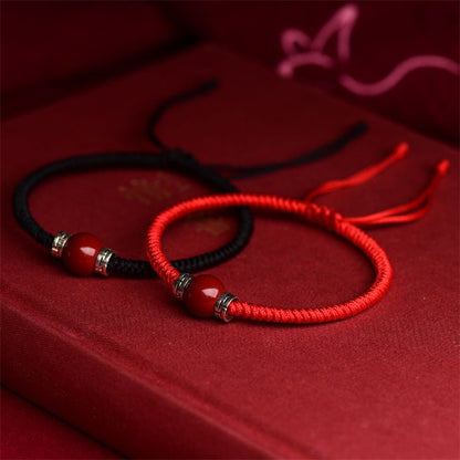 Handmade Red String Bracelet with Tibetan Silver & Red Coral Beads for Men & Women - STAR8S