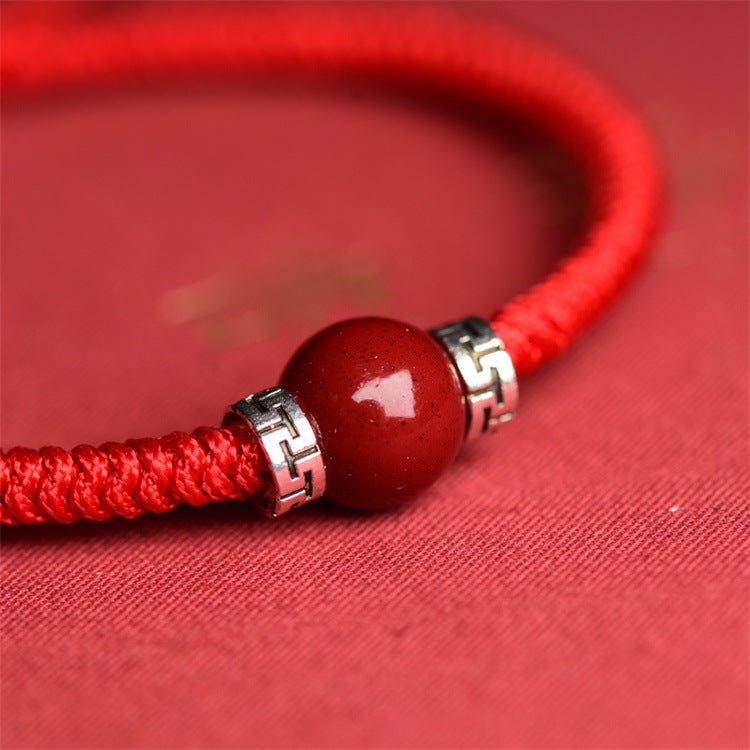 Handmade Red String Bracelet with Tibetan Silver & Red Coral Beads for Men & Women - STAR8S