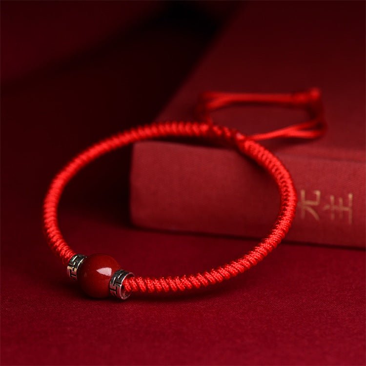 Handmade Red String Bracelet with Tibetan Silver & Red Coral Beads for Men & Women - STAR8S